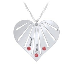 Engravable Heart Necklace with 2-7 Birthstones