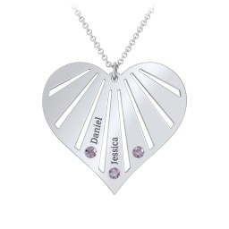 Engravable Heart Necklace with 2-7 Birthstones