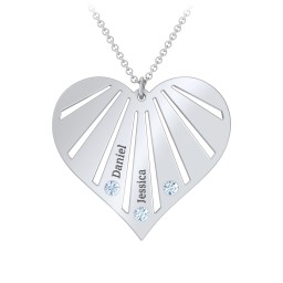 Engravable Heart Necklace with 2-7 Birthstones
