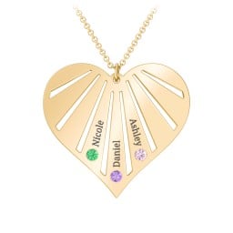 Engravable Heart Necklace with 2-7 Birthstones
