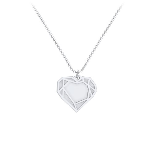 Engravable Geometric Heart Necklace with Double Layer