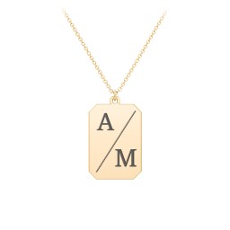 2 Engravable Tag Charm Necklace in 9K Solid Yellow Gold