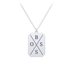 4 Engravable Tag Charm Necklace – Sterling Silver
