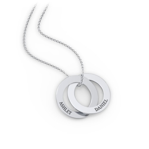 Engraved 2 Interlocking Russian Rings Necklace