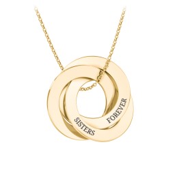 Engraved 3 Interlocking Russian Rings Necklace