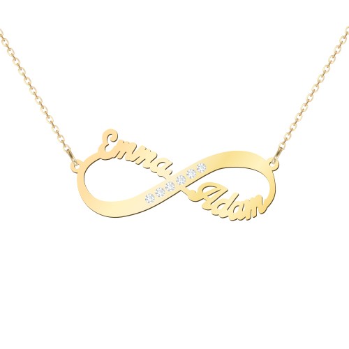 Infinity Name Necklace with Accents – 9kt Yellow Gold with White Premium Zirconia