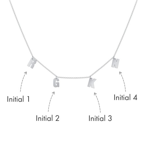 Initial Necklace with 4 Letters - Modern – Sterling Silver