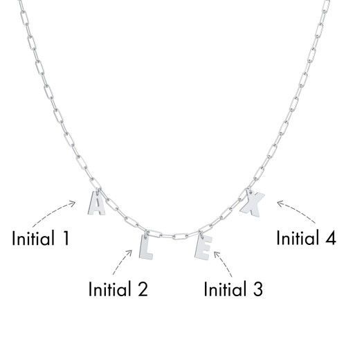 Initial Necklace with 4 Letters - Modern
