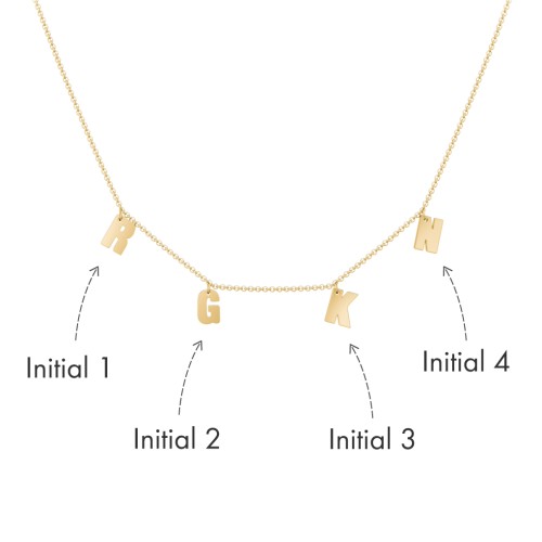 Initial Necklace with 4 Letters - Modern – 18K Gold Plated Silver