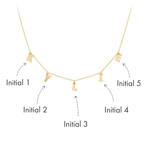Initial Necklace with 5 Letters - Modern – 18K Gold Plated Silver