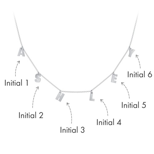 Initial Necklace with 6 Letters - Modern