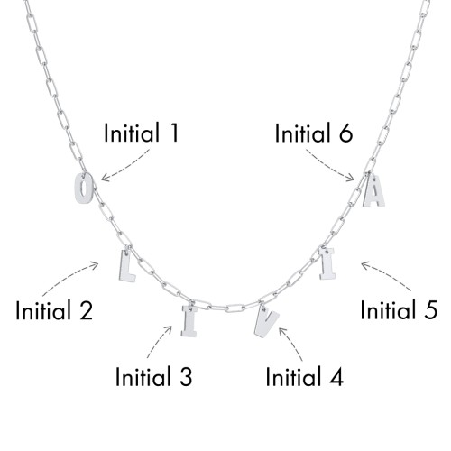 Initial Necklace with 6 Letters - Modern – Sterling Silver