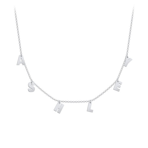 Initial Necklace with 6 Letters - Modern – Sterling Silver
