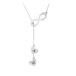 Infinity Lariat Necklace with Hearts