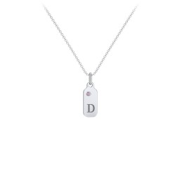 Duchess Dog Tag Initial Necklace with Birthstone