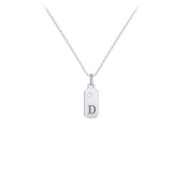 Duchess Dog Tag Initial Necklace with Birthstone