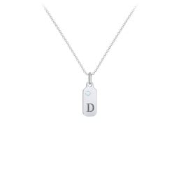 Duchess Dog Tag Initial Necklace with Birthstone