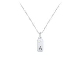 Duchess Dog Tag Initial Necklace with Birthstone