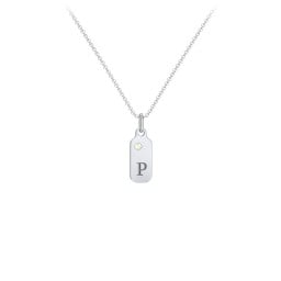 Duchess Dog Tag Initial Necklace with Birthstone