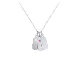 Duchess Dog Tag 3 Initial Necklace with Birthstone