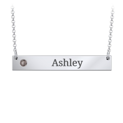 Engravable Birthstone Bar Necklace
