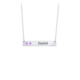 2 Engravable Birthstone Bar Necklace