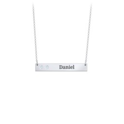 2 Engravable Birthstone Bar Necklace
