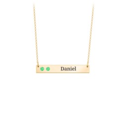 2 Engravable Birthstone Bar Necklace in 18K Gold Plated Silver with Emerald, Citrine, Mint Premium Zirconia, and Amethyst Premium Zirconia