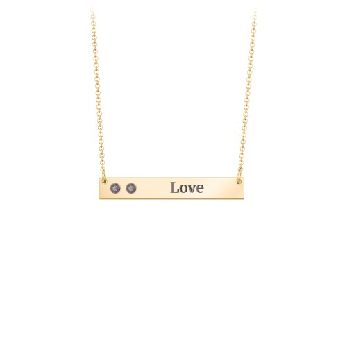 2 Engravable Birthstone Bar Necklace – 18K Gold Plated Silver with Smokey Quartz