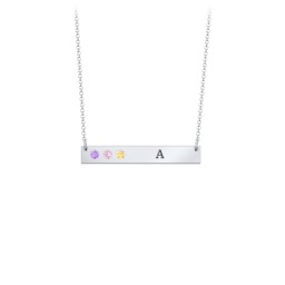 3 Engravable Birthstone Bar Necklace
