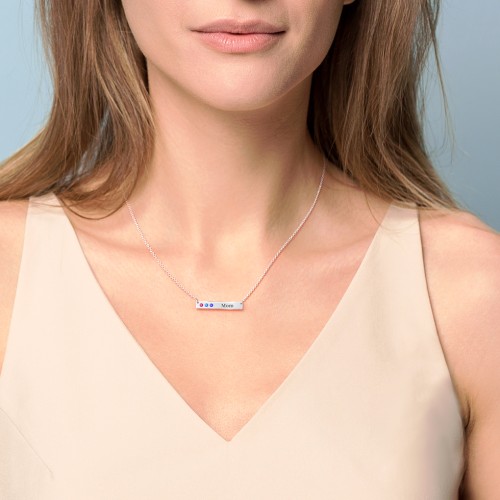 3 Engravable Birthstone Bar Necklace