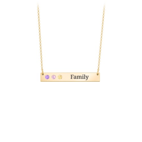 3 Engravable Birthstone Bar Necklace – 18K Gold Plated Silver with Amethyst, Pink Tourmaline, and Citrine