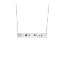 4 Engravable Birthstone Bar Necklace