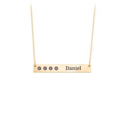 4 Engravable Birthstone Bar Necklace in 18K Gold Plated Silver with Smokey Quartz and Amethyst Premium Zirconia