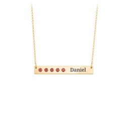 5 Engravable Birthstone Bar Necklace in 18K Gold Plated Silver with Garnet