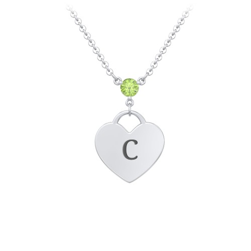 Engravable Heart Necklace with Birthstone