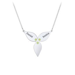 Engravable 3 Petal Flower Birthstone Necklace