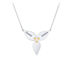 Engravable 3 Petal Flower Birthstone Necklace