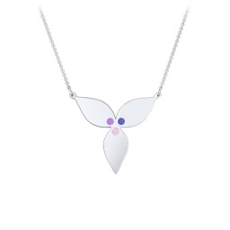 Engravable 3 Petal Flower Birthstone Necklace