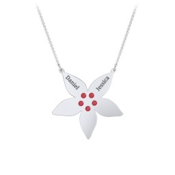 Engravable 5 Petal Flower Birthstone Necklace