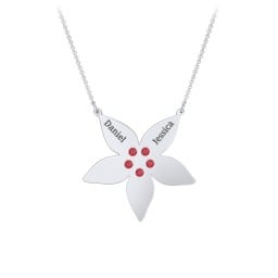 Engravable 5 Petal Flower Birthstone Necklace