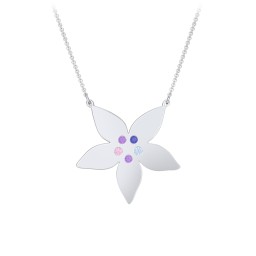 Engravable 5 Petal Flower Birthstone Necklace