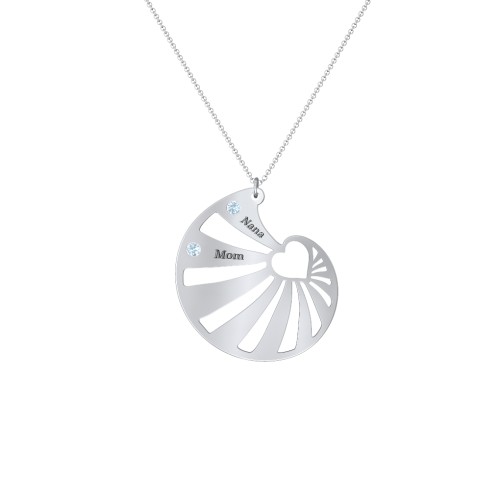 Engravable Spiral Heart Shell Birthstone Necklace – Sterling Silver with Blue Topaz