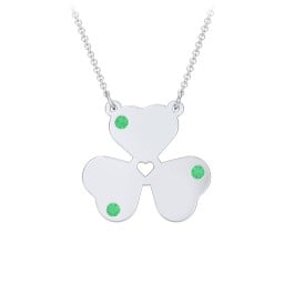 Engravable 3 Leaf Clover Birthstone Necklace