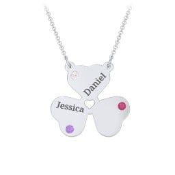 Engravable 3 Leaf Clover Birthstone Necklace