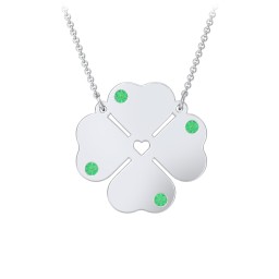Engravable 4 Leaf Clover Birthstone Necklace