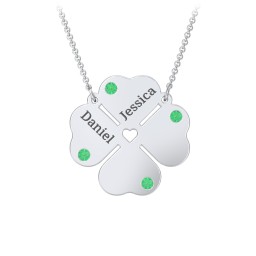 Engravable 4 Leaf Clover Birthstone Necklace