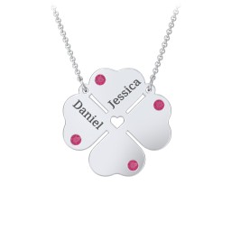 Engravable 4 Leaf Clover Birthstone Necklace