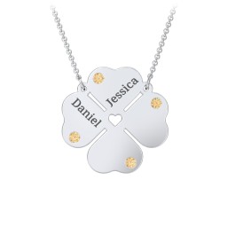 Engravable 4 Leaf Clover Birthstone Necklace