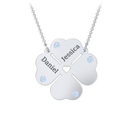 Engravable 4 Leaf Clover Birthstone Necklace